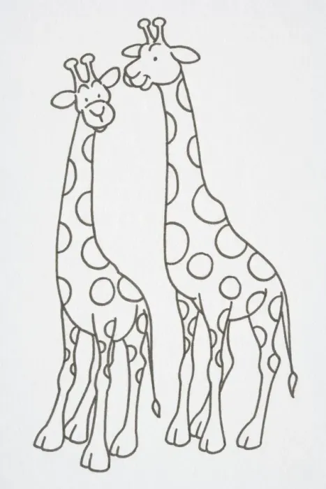 Framed Print : Illustration, pair of smiling Giraffes Framed Print : Illustration, pair of smiling Giraffes
