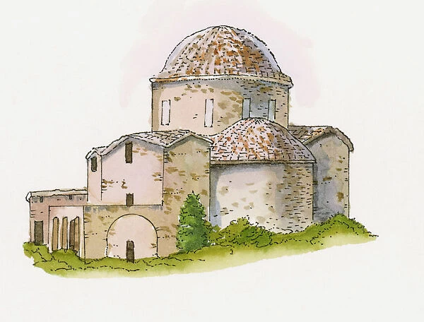 Illustration of Panayia Absinthiotissa Church, North Cyprus