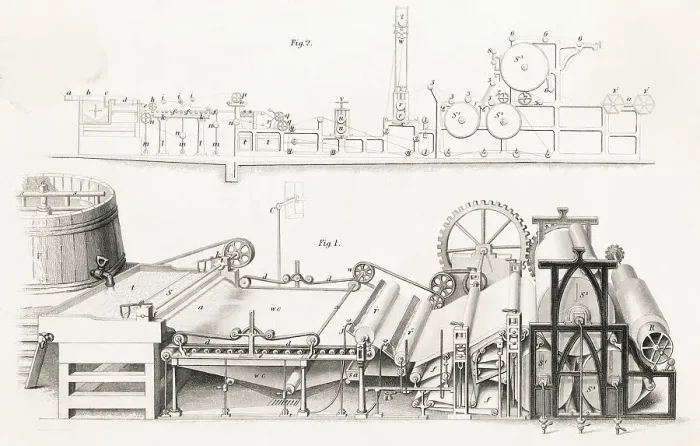 Framed Print : Illustration of Paper Making Machine Framed Print : Illustration of Paper Making Machine