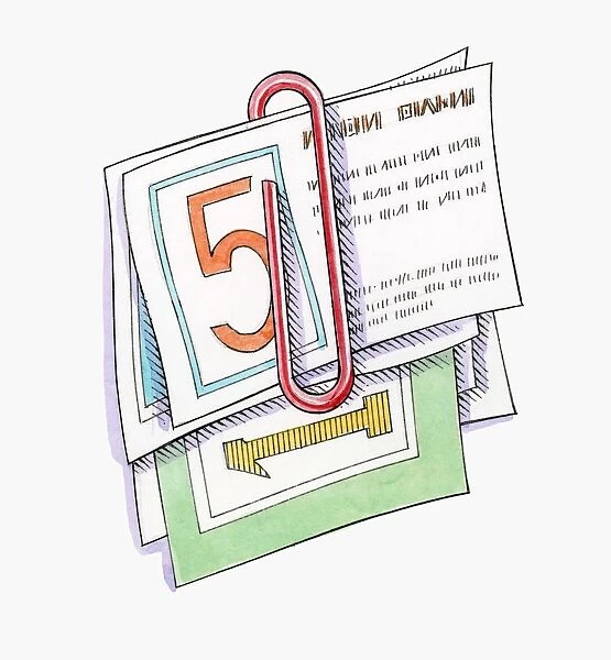 Illustration of paperclip and food coupons