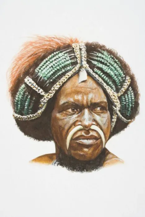 Framed Print : Illustration, Papua New Guinean tribesman wearing headdress, his face decorated with tusks Framed Print : Illustration, Papua New Guinean tribesman wearing headdress, his face decorated with tusks