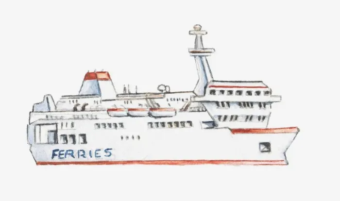Framed Print : Illustration of a passenger ferry Framed Print : Illustration of a passenger ferry