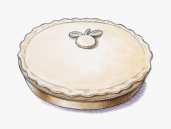 Illustration of pastry apple on a pie to identify when cooked