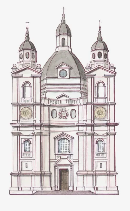 Framed Print : Illustration of Pazaislis Monastery, Kaunas, Lithuania
