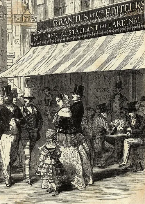 Framed Print : Illustration of People at a Sidewalk Cafe in Paris Framed Print : Illustration of People at a Sidewalk Cafe in Paris