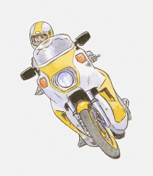 Illustration of person riding motorbike