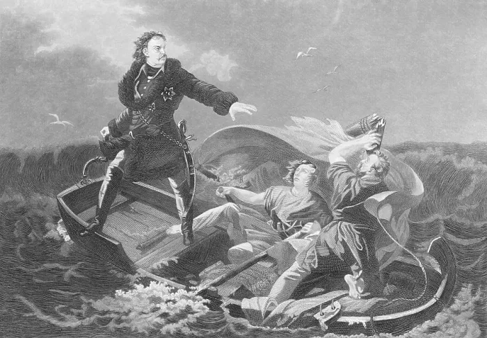 Framed Print : Illustration of Peter the Great Crossing the Neva Framed Print : Illustration of Peter the Great Crossing the Neva