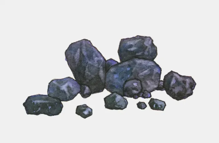 Framed Print : Illustration of pieces of mined coal Framed Print : Illustration of pieces of mined coal