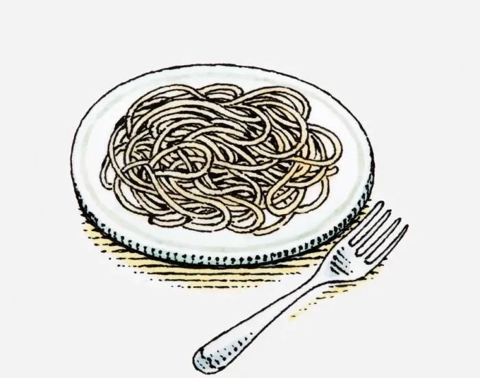 Framed Print : Illustration of plate of spaghetti with fork Framed Print : Illustration of plate of spaghetti with fork
