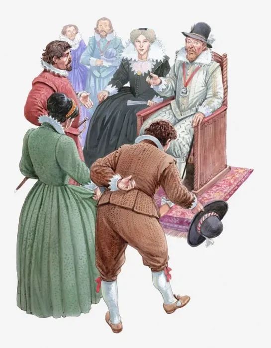 Framed Print : Illustration of Pocahontas and her husband John Rolfe meeting King James and Queen Anne
