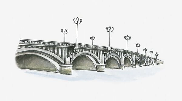 Illustration of Pont Saint-Esprit, Bayonne, Pyrenees-Atlantiques, France