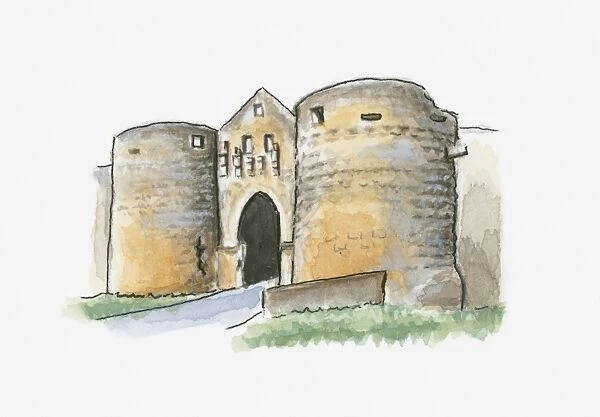 Illustration of Porte des Tours, Domme, Dordogne, France