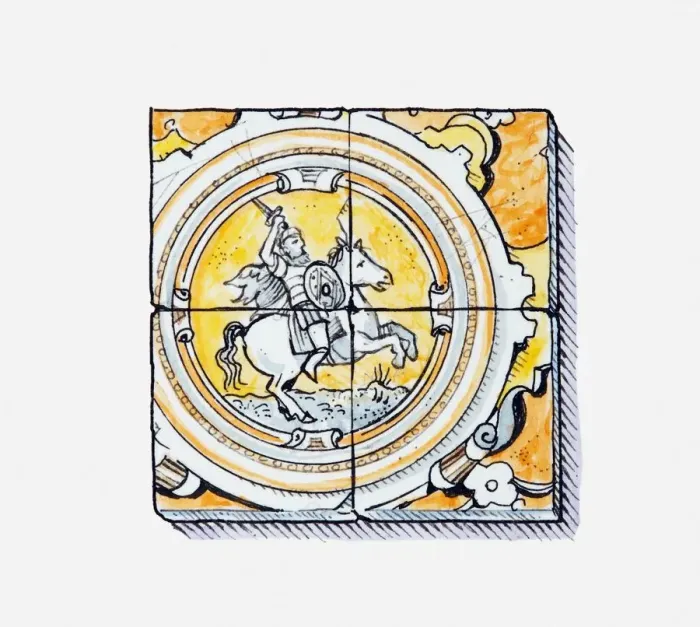 Framed Print : Illustration of Portuguese azulejo tile Framed Print : Illustration of Portuguese azulejo tile