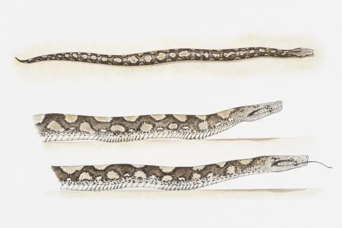 Framed Print : Illustration of pythons moving by creeping along Framed Print : Illustration of pythons moving by creeping along