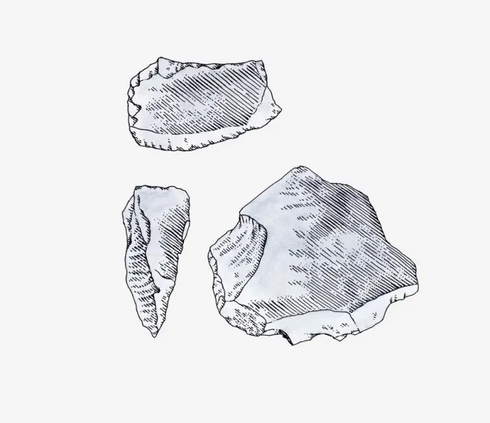 Framed Print : Illustration of quartz tools found in Matupi Cave, Zaire Framed Print : Illustration of quartz tools found in Matupi Cave, Zaire