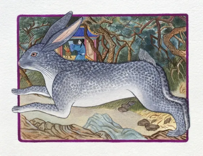Framed Print : Illustration of Rabbit Running in the Forest, representing Chinese Year Of The Rabbit Framed Print : Illustration of Rabbit Running in the Forest, representing Chinese Year Of The Rabbit