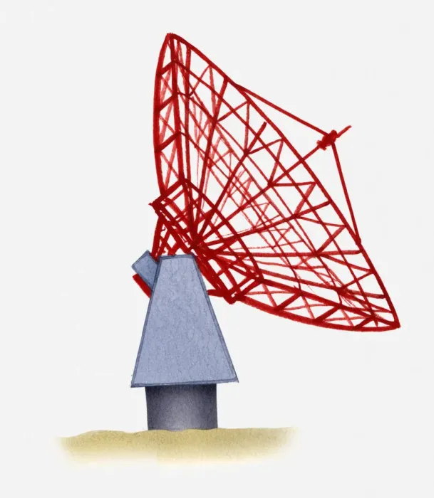 Framed Print : Illustration of a radio telescope