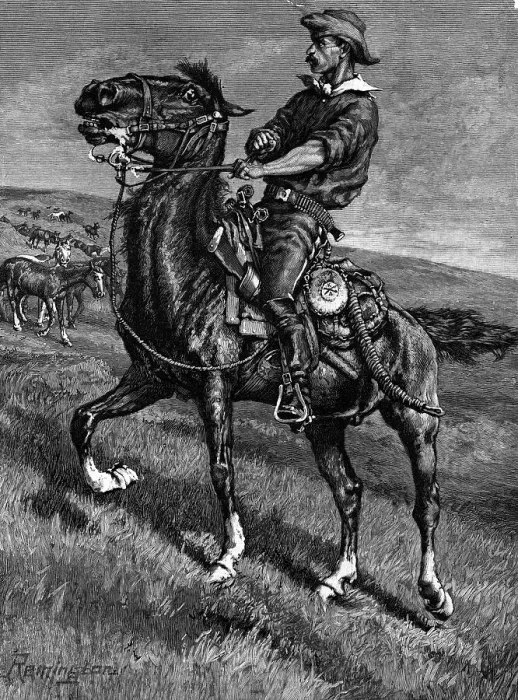 Framed Print : Illustration Of Rancher On Horseback