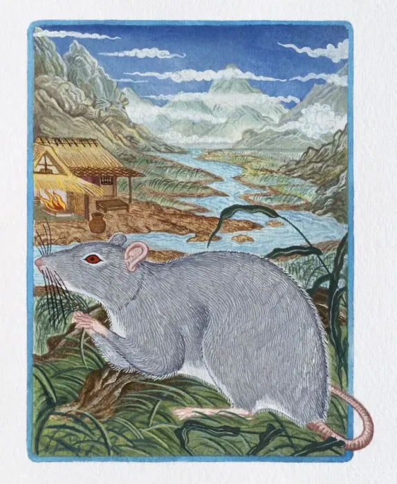Framed Print : Illustration of Rat in the Field, representing Chinese Year Of The Rat Framed Print : Illustration of Rat in the Field, representing Chinese Year Of The Rat