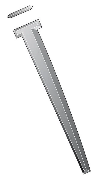 Illustration of rectangular cut floor brad with L-shaped head