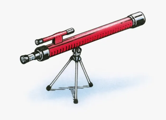 Framed Print : Illustration of red day telescope on tripod Framed Print : Illustration of red day telescope on tripod