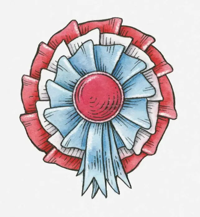 Framed Print : Illustration of red, white and blue rosette Framed Print : Illustration of red, white and blue rosette