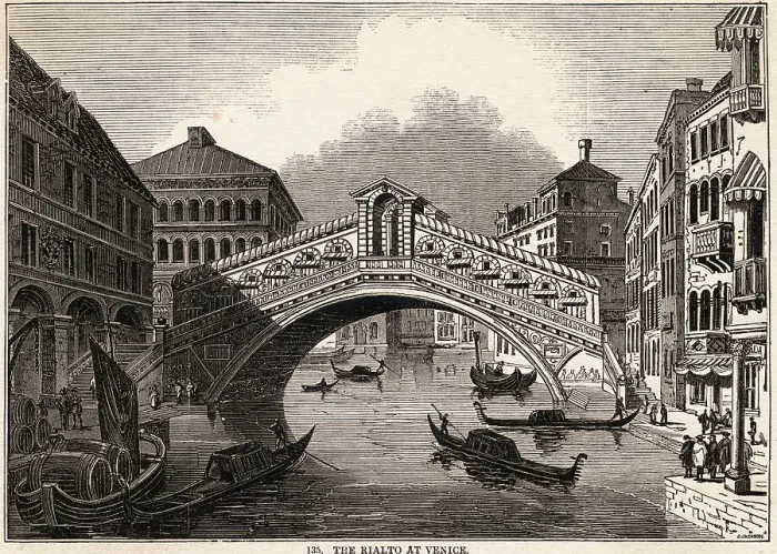 Framed Print : Illustration of Rialto over Grand Canal at Venice Framed Print : Illustration of Rialto over Grand Canal at Venice