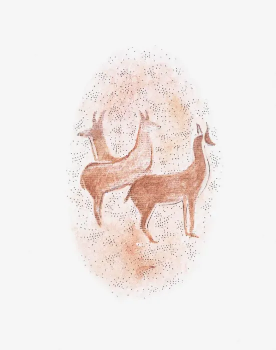 Framed Print : Illustration of rock art depicting gazelles, found at Tassili Massif, Sahara Framed Print : Illustration of rock art depicting gazelles, found at Tassili Massif, Sahara