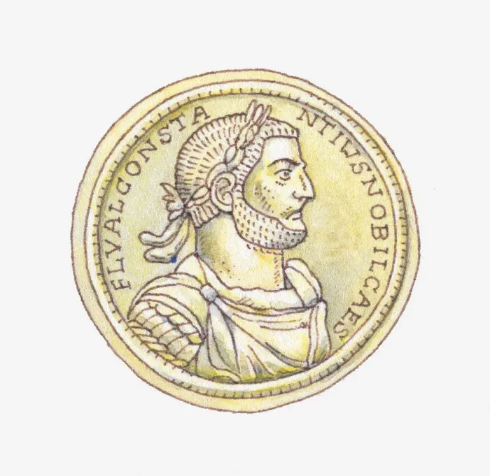Framed Print : Illustration of Roman gold coin of Constantine Framed Print : Illustration of Roman gold coin of Constantine