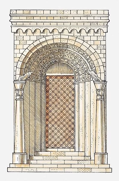 Illustration of Romanseque portal of Lund Cathedral, Sweden, c. 1103