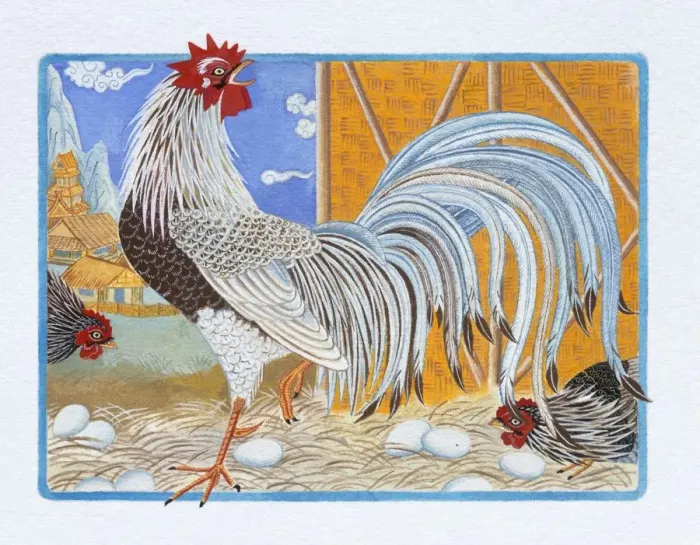 Framed Print : Illustration of Rooster in the Hen Roost, representing Chinese Year Of The Rooster Framed Print : Illustration of Rooster in the Hen Roost, representing Chinese Year Of The Rooster