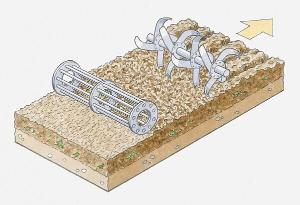 Illustration of rotary cultivator