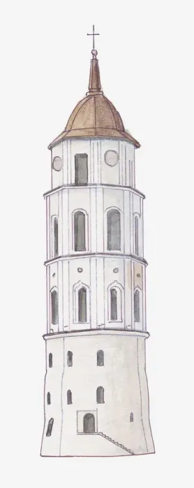 Framed Print : Illustration of round bell tower of Cathedral of Vilnius Framed Print : Illustration of round bell tower of Cathedral of Vilnius