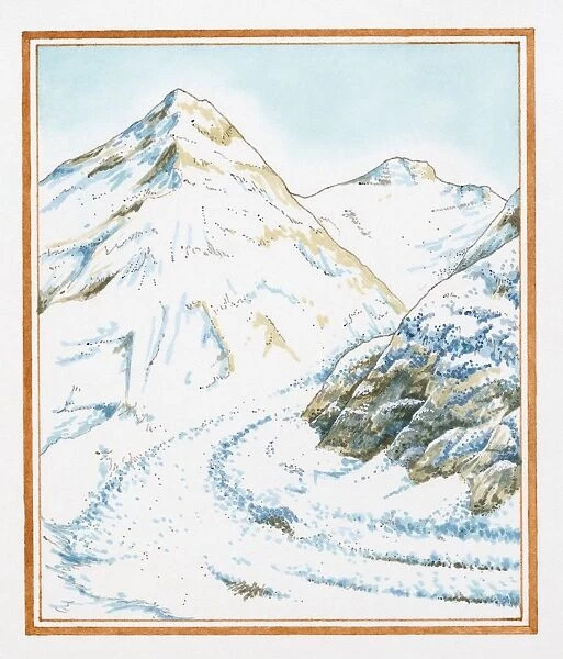 Illustration of route to summit of Mt Everest through Khumbu Glacier