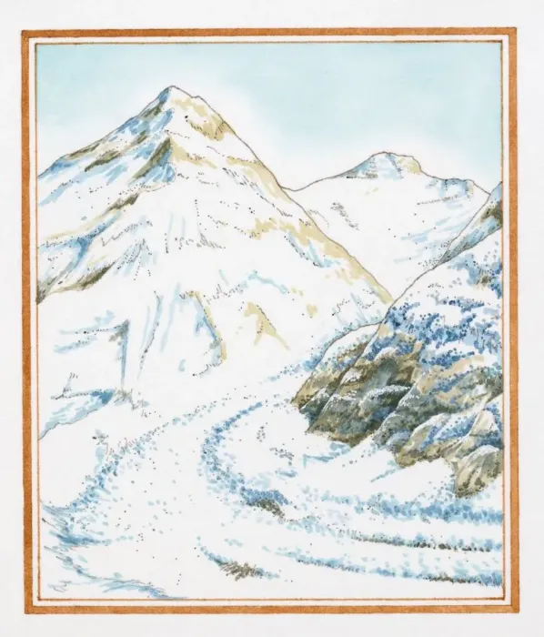 Framed Print : Illustration of route to summit of Mt Everest through Khumbu Glacier