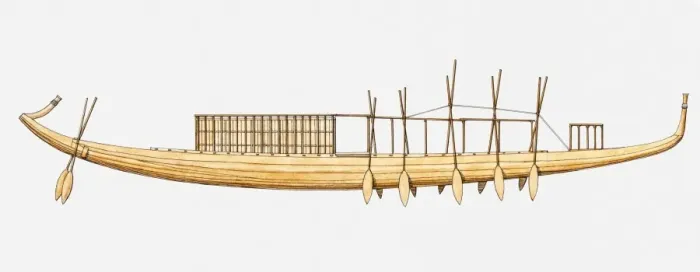 Framed Print : Illustration of Royal Ship of Cheops, c. 2500 BC Framed Print : Illustration of Royal Ship of Cheops, c. 2500 BC