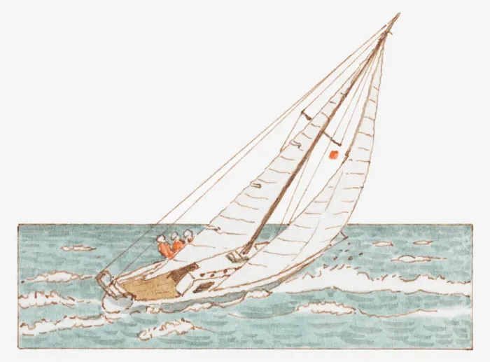 Framed Print : Illustration of a sailing boat propelled by strong winds Framed Print : Illustration of a sailing boat propelled by strong winds