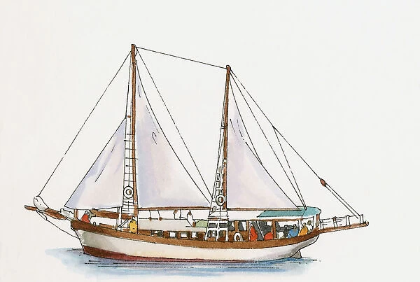 Illustration of sailing boat on sea