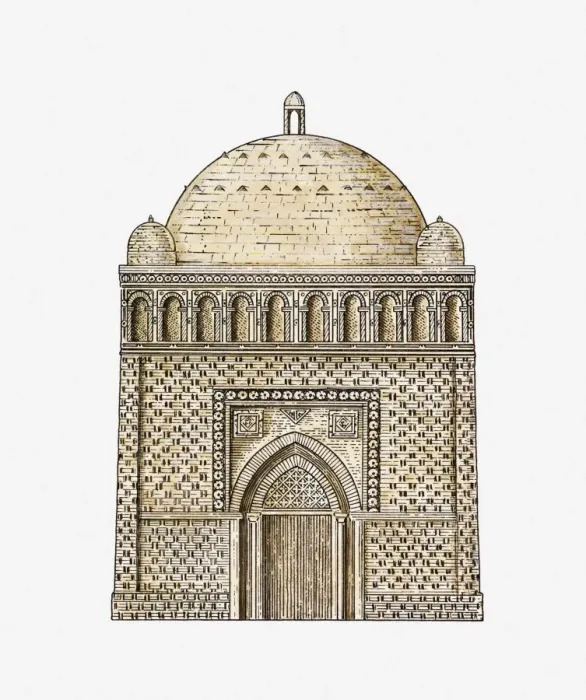 Framed Print : Illustration of Samanid mausoleum, Bukhara, Uzbekistan, 10th century Framed Print : Illustration of Samanid mausoleum, Bukhara, Uzbekistan, 10th century