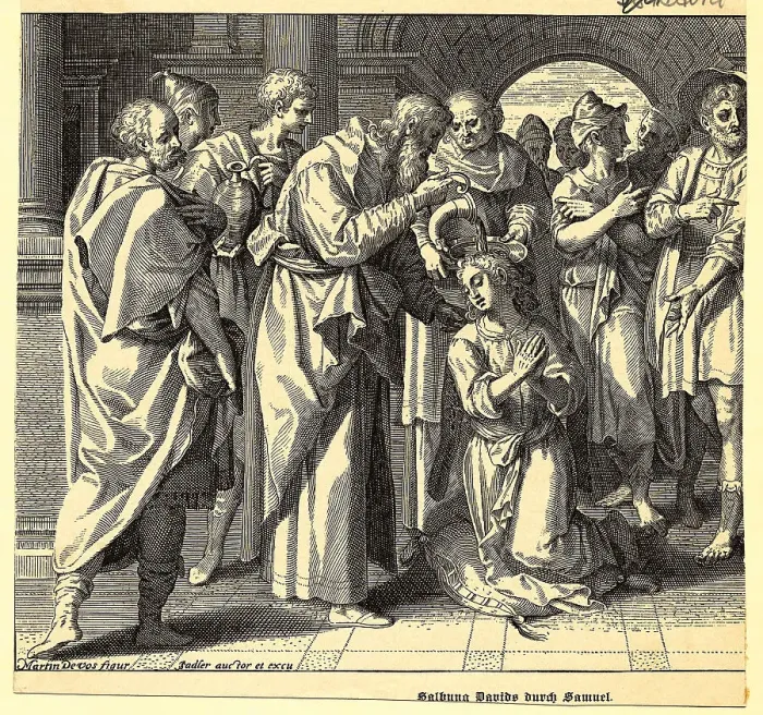 Framed Print : Illustration of Samuel Anointing David Framed Print : Illustration of Samuel Anointing David