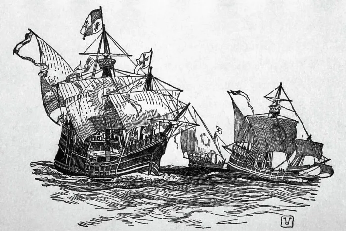Framed Print : Illustration of the Santa Maria, Pinta and Nina Framed Print : Illustration of the Santa Maria, Pinta and Nina