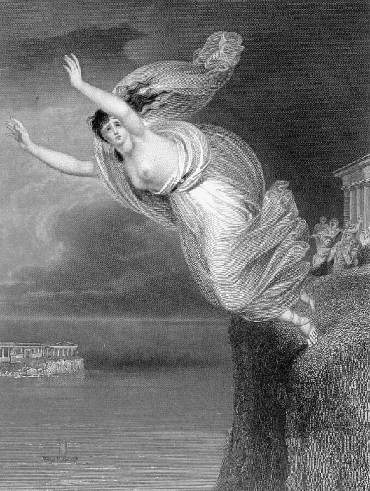 Framed Print : Illustration of Sappho Jumping to Her Death Framed Print : Illustration of Sappho Jumping to Her Death