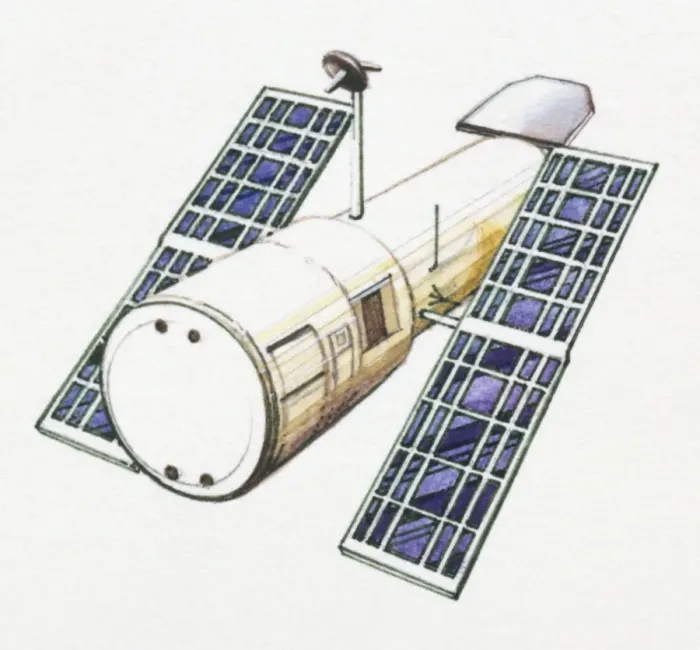 Framed Print : Illustration of satellite used for detecting interstellar ultraviolet rays Framed Print : Illustration of satellite used for detecting interstellar ultraviolet rays
