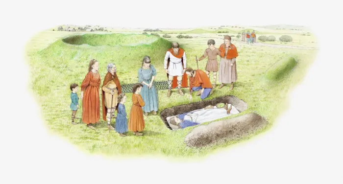 Framed Print : Illustration of Saxon burial Framed Print : Illustration of Saxon burial