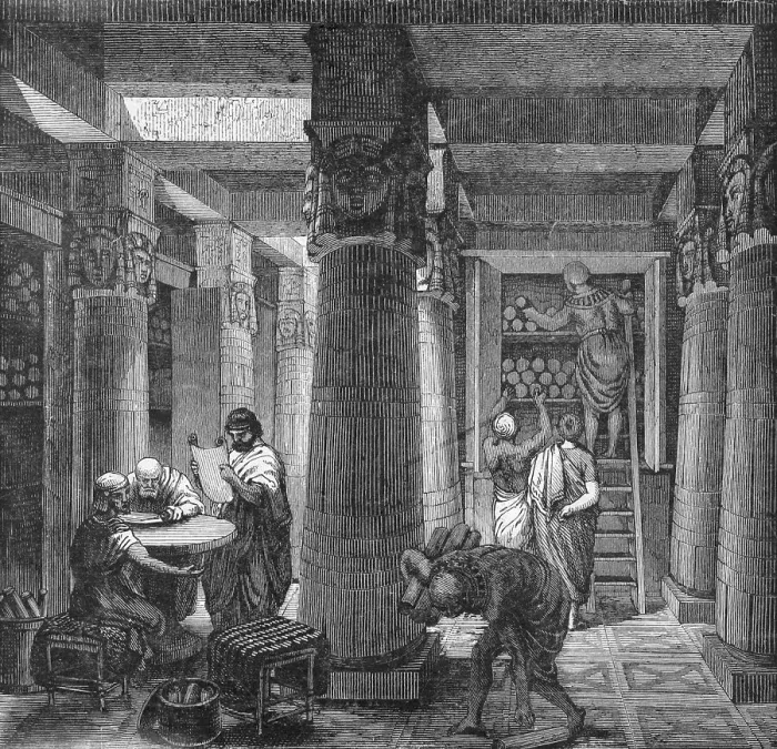 Framed Print : Illustration of Scholars in Library of Alexandria Framed Print : Illustration of Scholars in Library of Alexandria