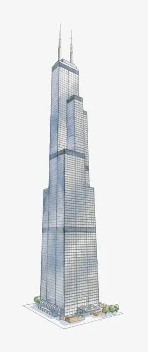 Framed Print : Illustration of Sears Tower, Chicago, once the worlds tallest building 1974 - 1998 Framed Print : Illustration of Sears Tower, Chicago, once the worlds tallest building 1974 - 1998
