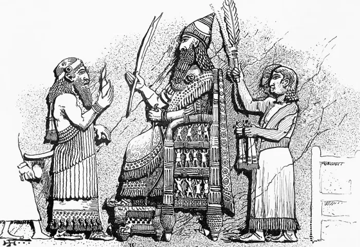 Framed Print : Illustration Of Sennacherib On Throne Framed Print : Illustration Of Sennacherib On Throne