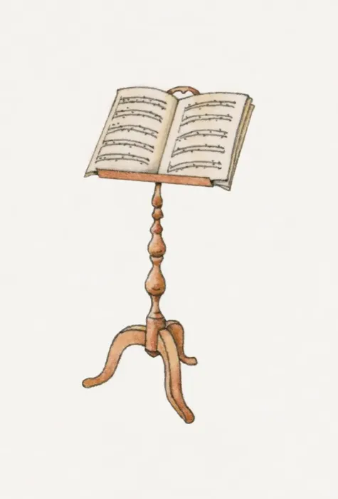 Framed Print : Illustration of sheet music on wooden music stand Framed Print : Illustration of sheet music on wooden music stand