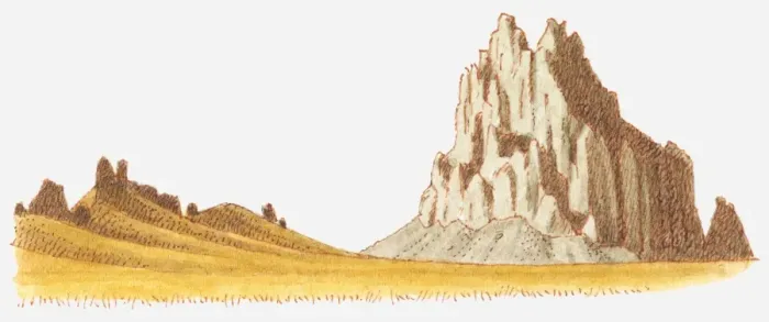 Framed Print : Illustration of Ship Rock Towers, New Mexico, USA Framed Print : Illustration of Ship Rock Towers, New Mexico, USA