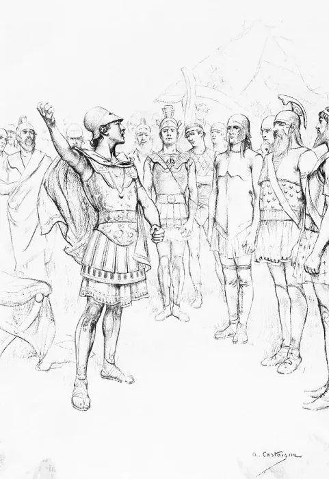 Framed Print : Illustration Showing Alexander The Great Speaking to His Soldiers Framed Print : Illustration Showing Alexander The Great Speaking to His Soldiers